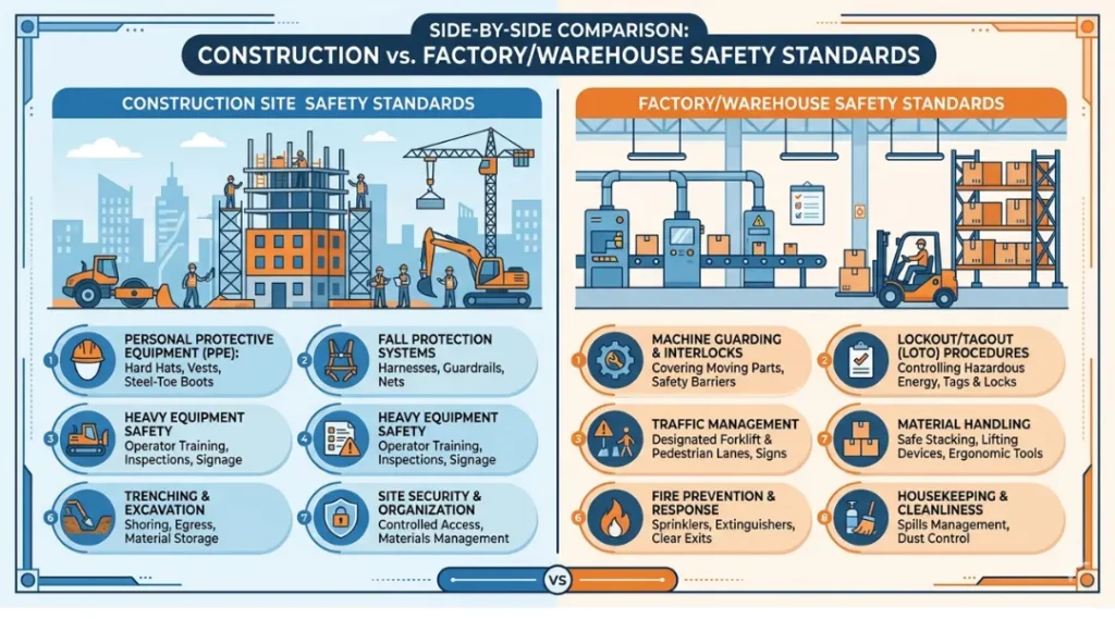 OSHA 10 construction vs general industry training comparison infographic