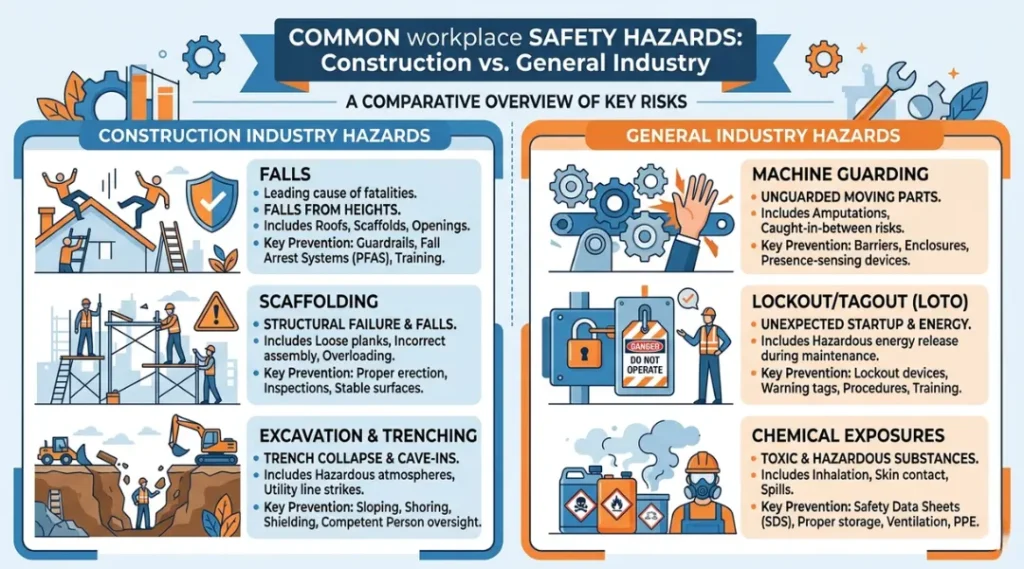 OSHA 30 construction vs general industry curriculum comparison infographic
